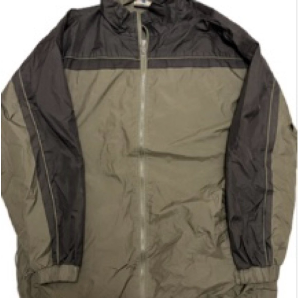 Two-Tone Olive and Black Lightweight Zip Jacket